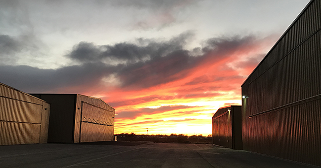 HyTES sunset from hanger